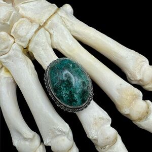 Vintage Greenchrysocolla Oval Stone Statement Ring